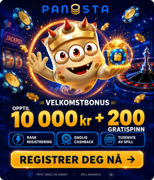 Panosta velkomstbonus på opptil 10 000 kr og 200 gratisspinn
